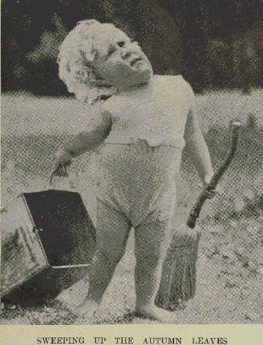 Still from an earlier animation showing a child with a broom and a bucket